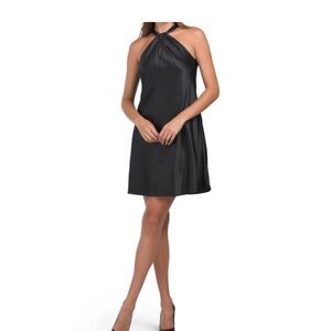 Nine West Twist Keyhole Black Halter Mini Dress Size XL